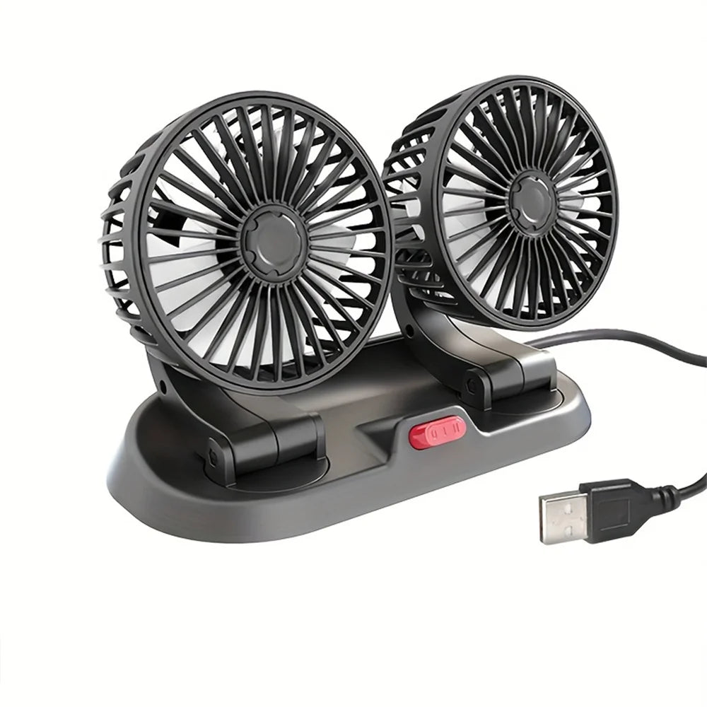 -20% Zweiköpfiger Autoventilator USB-Autoventilator mit zwei Köpfen Autoprinz Schwarz Einzel 